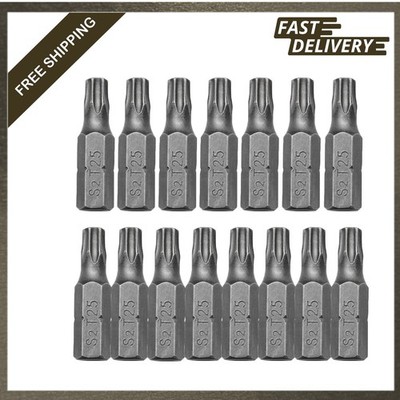 15 Pack T25 Torx Screwdriver Bits Set 1/4 Inch Hex Shank S2 Steel Security Head