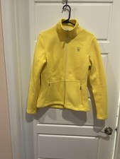 Spyder Core Sweater Fleece-lined Jacket Women's Small Full Zip Pocket - Yellow