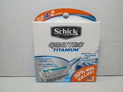 Schick Quattro Titanium Men's Razor Blades Blade Refills 6 Cartridges Ships Free