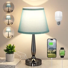 Touch Bedside Lamp for Bedroom with USB C Port, Small Touch Table Lamp with 2...