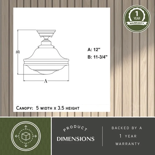 Vaxcel Lighting C0176 Huntley 1 Light 12"W Semi-Flush Ceiling - Bronze - Picture 9 of 12