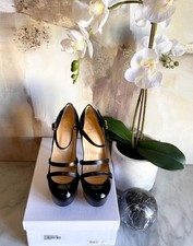 VERSACE décolleté donna in pelle verniciata color nero tacchi alti platform 37.5