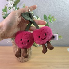 Jellycat Amuseables Cherries Bag Charm Keychain Plush Cute Doll Toy Gift NWT