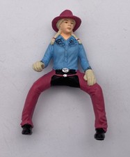 Schleich COWGIRL HORSE RIDER Girl Blond Braids Blue Shirt Pink Chaps