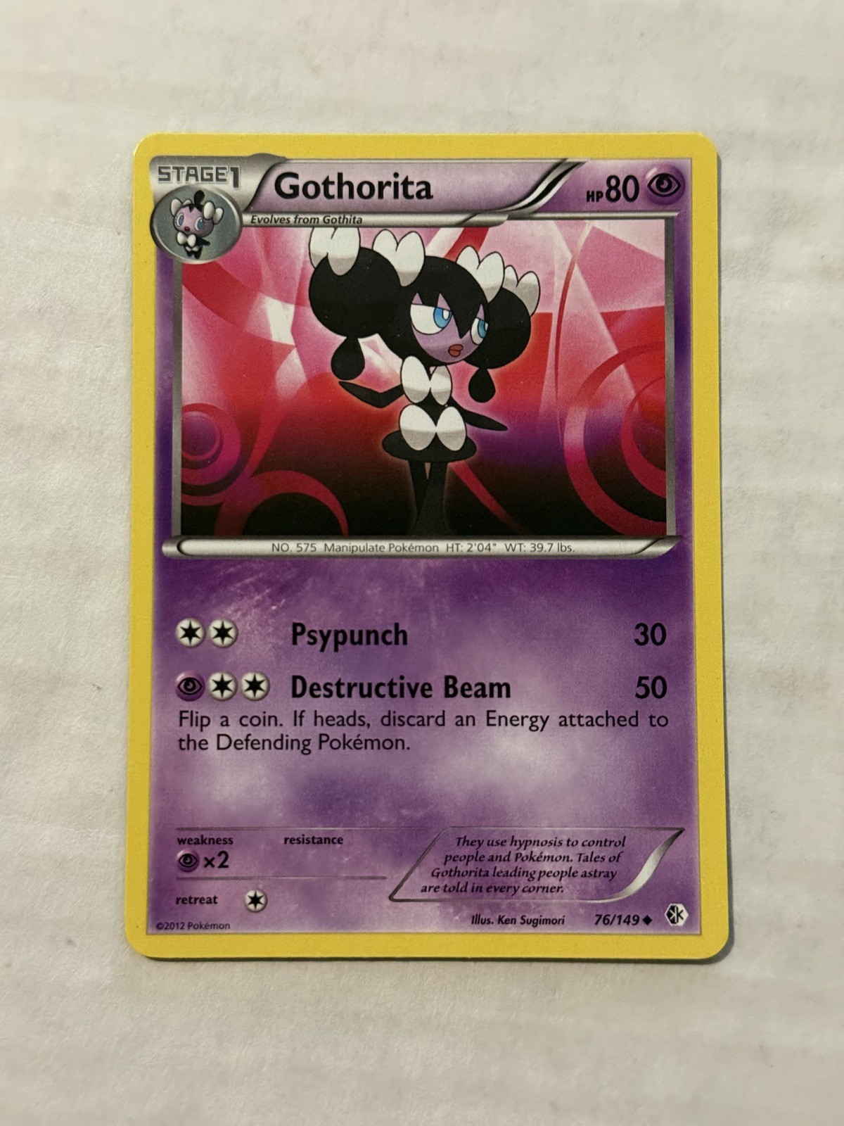 2012 Pokemon TCG Boundaries Crossed Gothorita Uncommon 76/149 LP