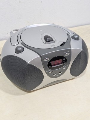 Durabrand CD-1095 Silver Boombox AM/FM Radio CD Player Headphone Jack