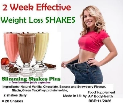 AP NUTRITION 14 DAYS FAST MEAL REPLACER SLIMMING SHAKES VANILLA,CHOCOLATE,STRAWBERRY,BANANA