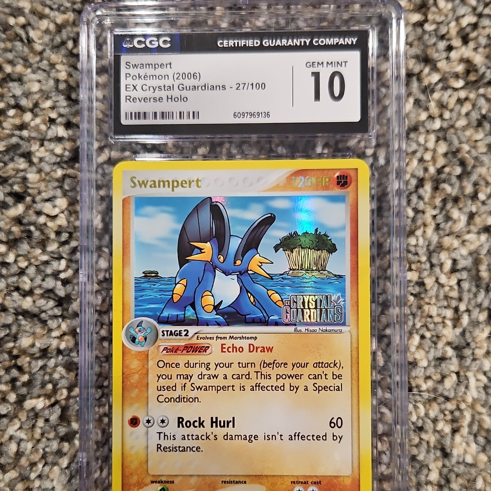 CGC 10 Swampert EX Crystal Guardians 27/100 2006 Reverse Holo Pokemon