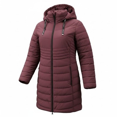 DKNY Down Hooded Insulated Puffer Coat Womens XL Purple Mid-Length Zip