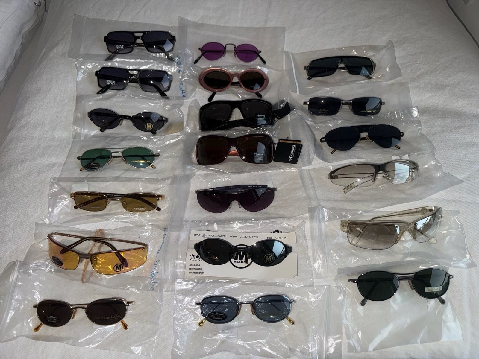 Large Vintage Maurice Malone Moja Sunglasses WHSL Lot 18x + Polaroid/Timberland