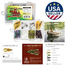 Trout Slayer 28-Piece Fishing Kit: 20 Crawdad Bodies + 8 Hooks, Perfect for A...