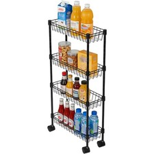 Space-Saving Slim Rolling Cart, Multi-Use Organizer for Kitchens & Bathrooms