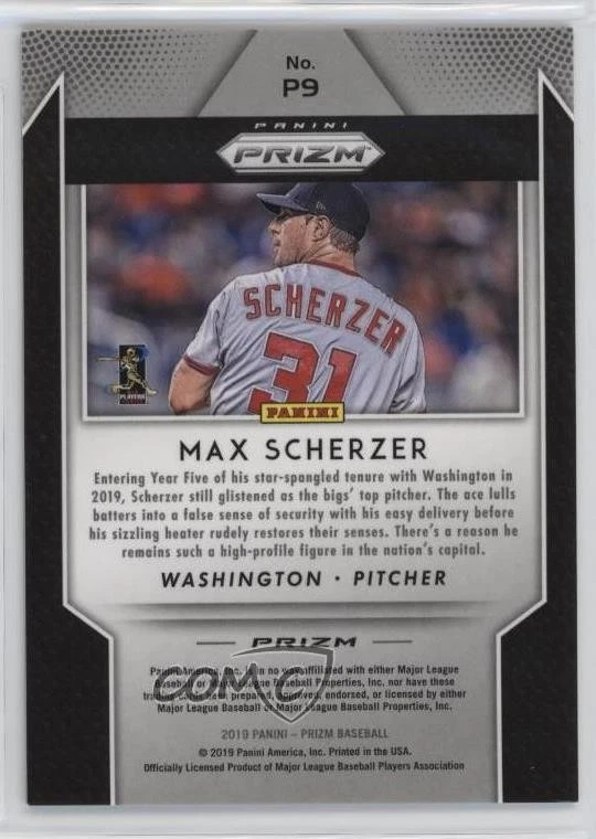 2019 Panini Prizm Profiles Max Scherzer #P9 - Image 2 of 2