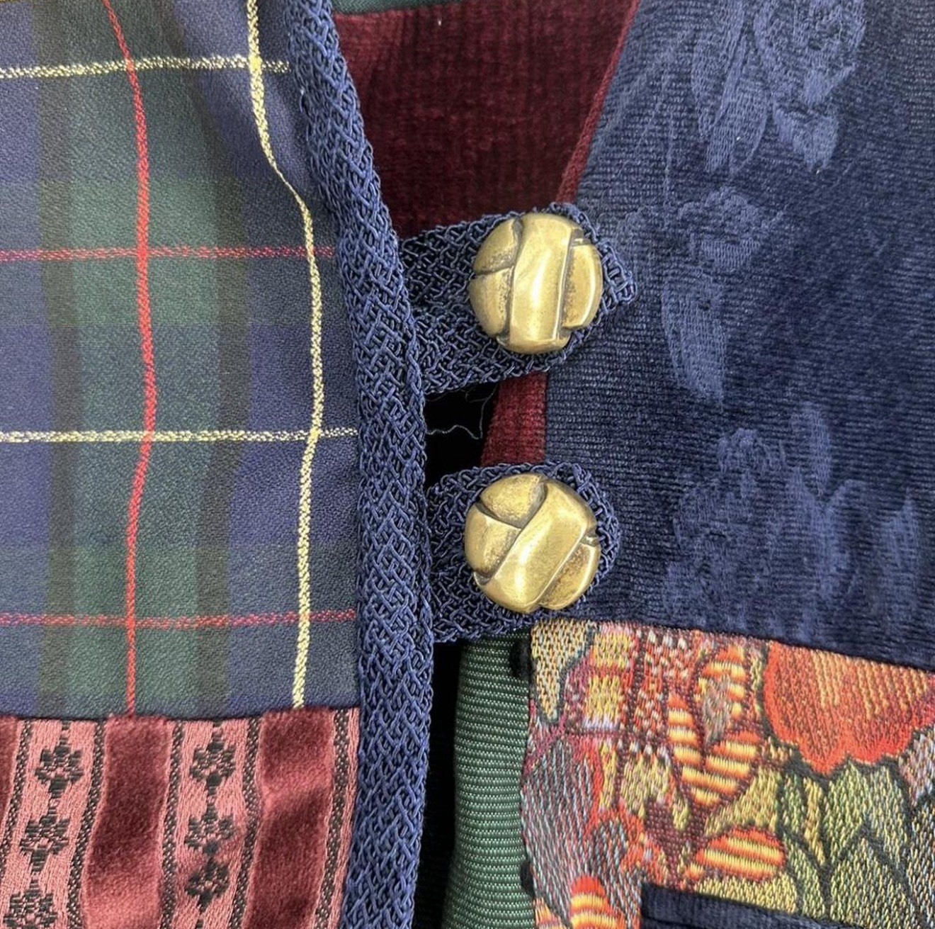 Max & Mabel Patchwork Button Jacket Multicolor Lo… - image 6