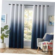 Room Darkening Curtains 84 inch 52"W x 84"L Pack of 2 White to Navy Blue