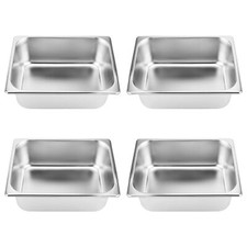 4 Pack 1/2 Size 4 Inch Deep Steam Table Pan Stainless Steel Anti-Jam