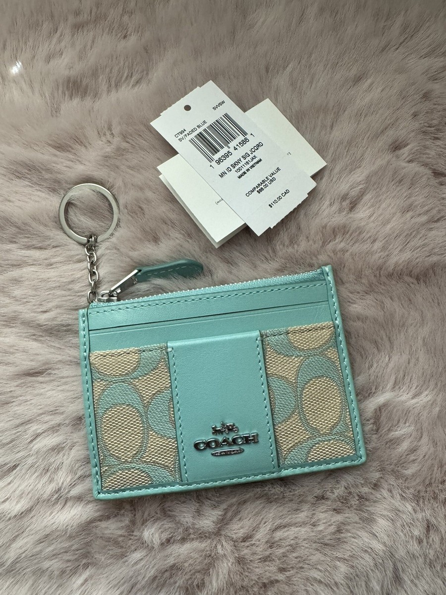 COACH CT994 Mini Skinny Id Card Case In Signature Jacquard Silver