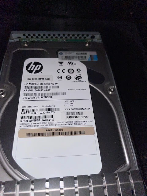 HP 1TB FC FATA HDD AG691-64201 - 507613-002 - 9JX248-035 MB2000FAMYV - Image 4 of 4