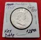 1955P Silver Gem BU Key Date Franklin Half Dollar 50c 240671