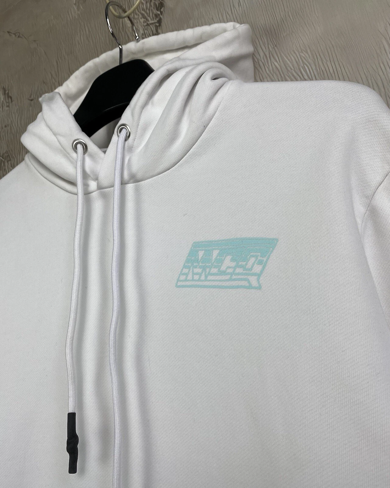 Felpa con cappuccio grande logo Alexander McQueen Mcq bianca sbiadita taglia S