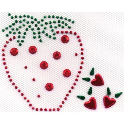 Dritz Iron-On Applique Rhinestuds Red Strawberry Hearts, NEW