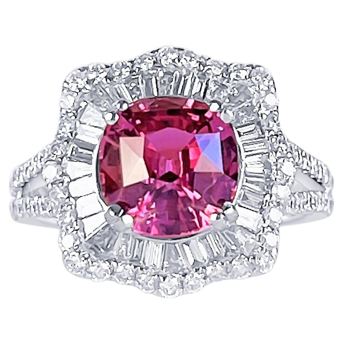 Awesome Round Cut Pink Lab Created Sapphire Women&rsquo;s Cluster Bridal 