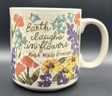 VTG 90s EUC Ralph Waldo Emerson Earth Laughs Flowers Papel 1994 Coffee Mug Cup