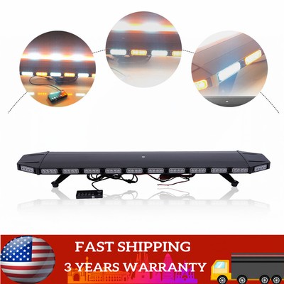 47 LED Emergency Strobe Light Bar Tow Truck Warn Beacon Response Amber/White