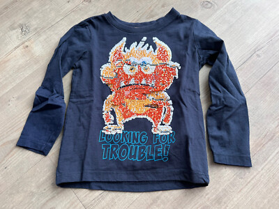 Dopodopo Monster Wendepailetten Langarmshirt Gr 104 Neuw