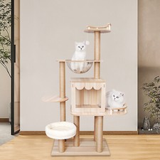 Luxury Cat Tower Condo with Cat Wooden Scratching Post Kittens Activity Center
