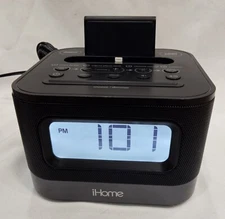 iHome Space Saving Wake Sleep Lighting Dock FM Radio Alarm Clock Speaker  IPL10
