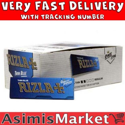 Rizla Blue Thin Rolling Papers Full Box 50 packs x 50 Sheets Regular Small Size
