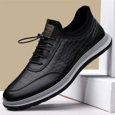all black dress sneakers men Mens Cool Black Croco Embossed Dress Sneakers Rubber Sole NY718 6730 main image 0