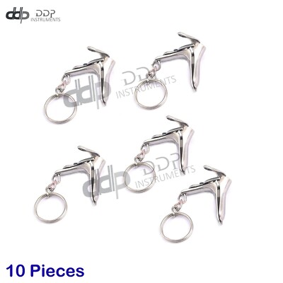 Pack Of 10 Pieces Speculum Keychain Stainless Steel - Gift For Doctor & Midwife