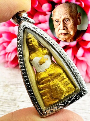 Boy Spirit Guman Clay Gambling Casino Lotto Win Lp Yam Be2547 Thai Amulet #15904