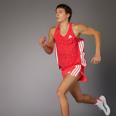 Adidas Adizero Essentials Herren Laufshorts Geltasche 3'' / 5'' rot CLIMACOOL
