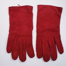 Saks Fifth Avenue Womens 100 CASHMERE Lined Leather Gloves ITALY Sz 7 1/2 Red