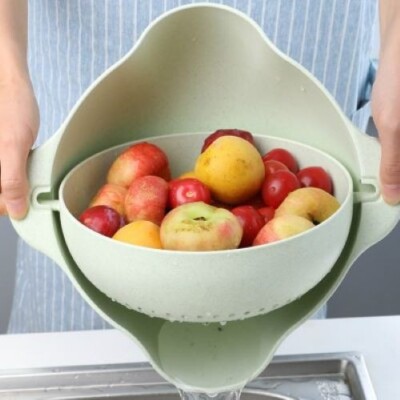 Kitchen Laundry Organizer Thickening Home Kitchen Plastic Rice Friut Bowl Washin
