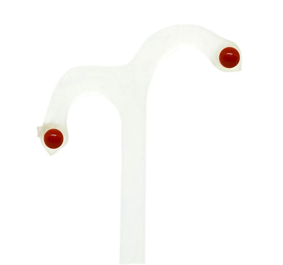 ORECCHINI PERLE DI CORALLO ROSSO E ARGENTO 3,5MM - Immagine 3 di 4