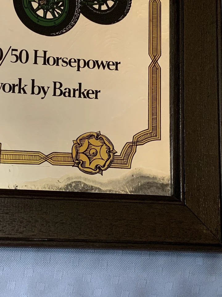 Vintage ROLLS ROYCE 1907 Silver Ghost Framed Mirror George Nathan Prod 25.5x19.5 - Image 4 of 4