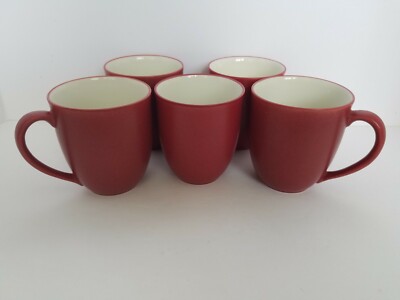 Colorwave Raspberry Mug 5 Noritake Colorwave Raspberry Stoneware Mugs Red White 12oz 8045Y | eBay