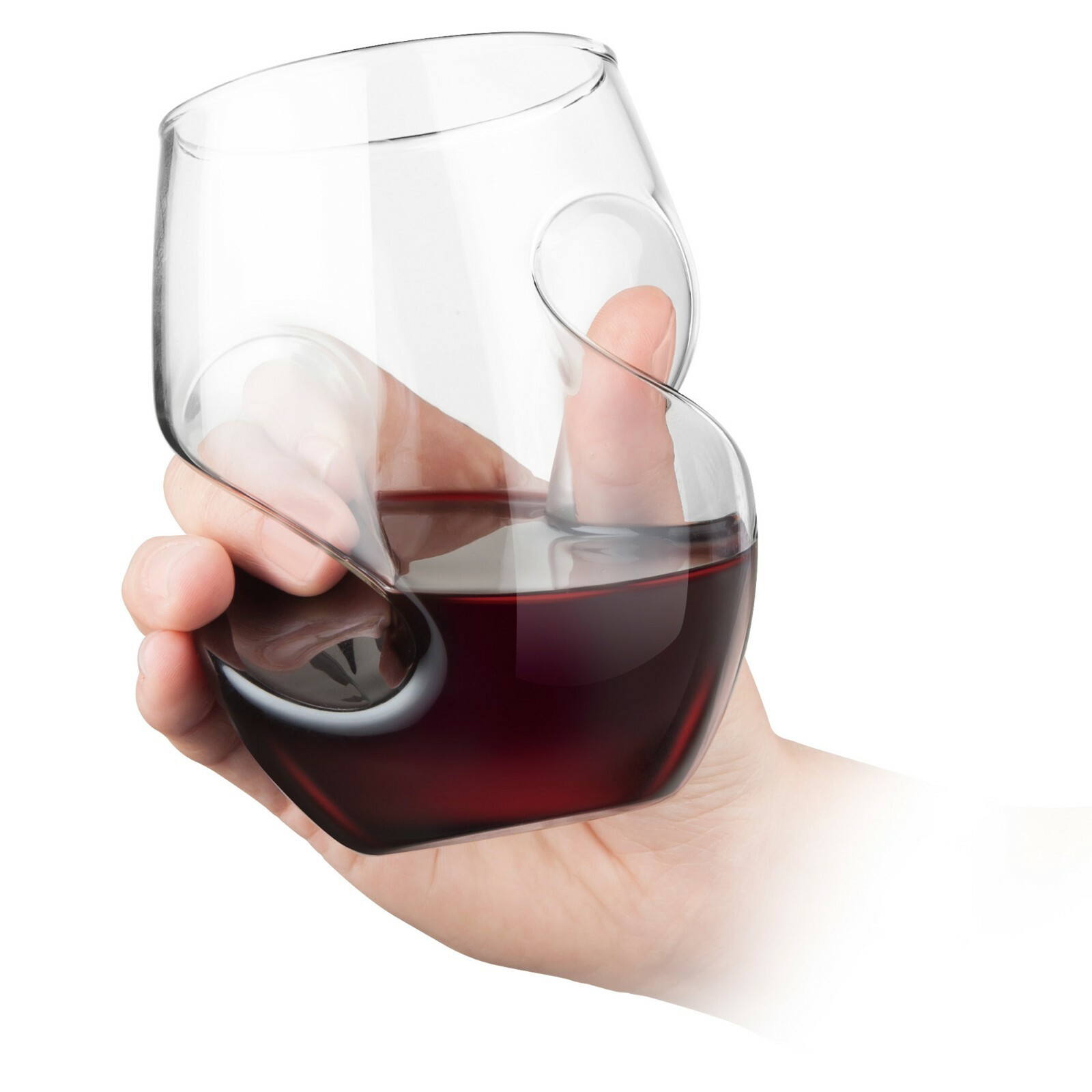 Final Touch Conundrum Red Wine Aerating Glasses Hand Blown Stemless 473ml 4pk