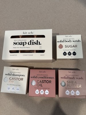 Kitsch shampoo, conditioner, body wash, body conditioner, soap dish set