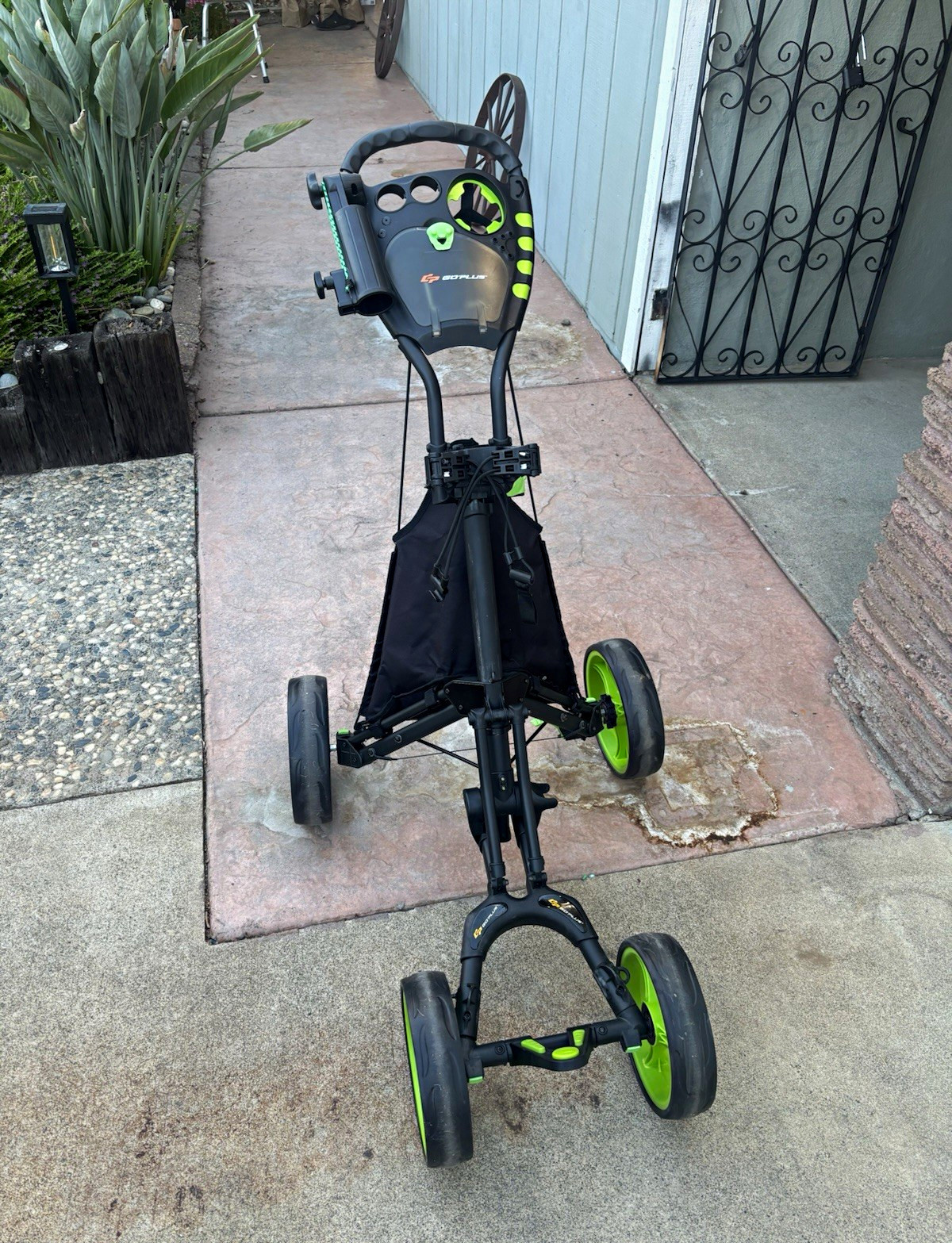 Goplus 4-Wheel Collapsible Push Golf Cart Black/Green - SEE DESCRIPTION