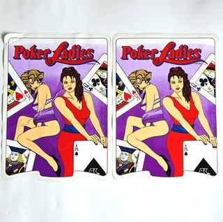NOS Poker Ladies Side Art Decal Stickers Set of 2 Arcade Cabinet Gaming Original