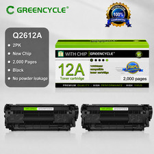 2PK Q2612A 12A Black Toner Cartridge Fits HP LaserJet 1010 1012 1018 1020 3055