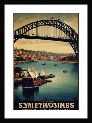 Moody Sydney Hafen gerahmtes Wandbild Poster Leinwanddruck Bild