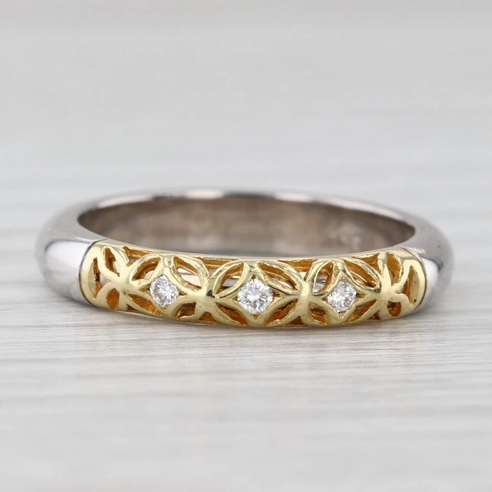 Alishan Diamond Ring 18k Yellow White Gold Size 6.25 Stackable Band Wedding - Image 2 of 4