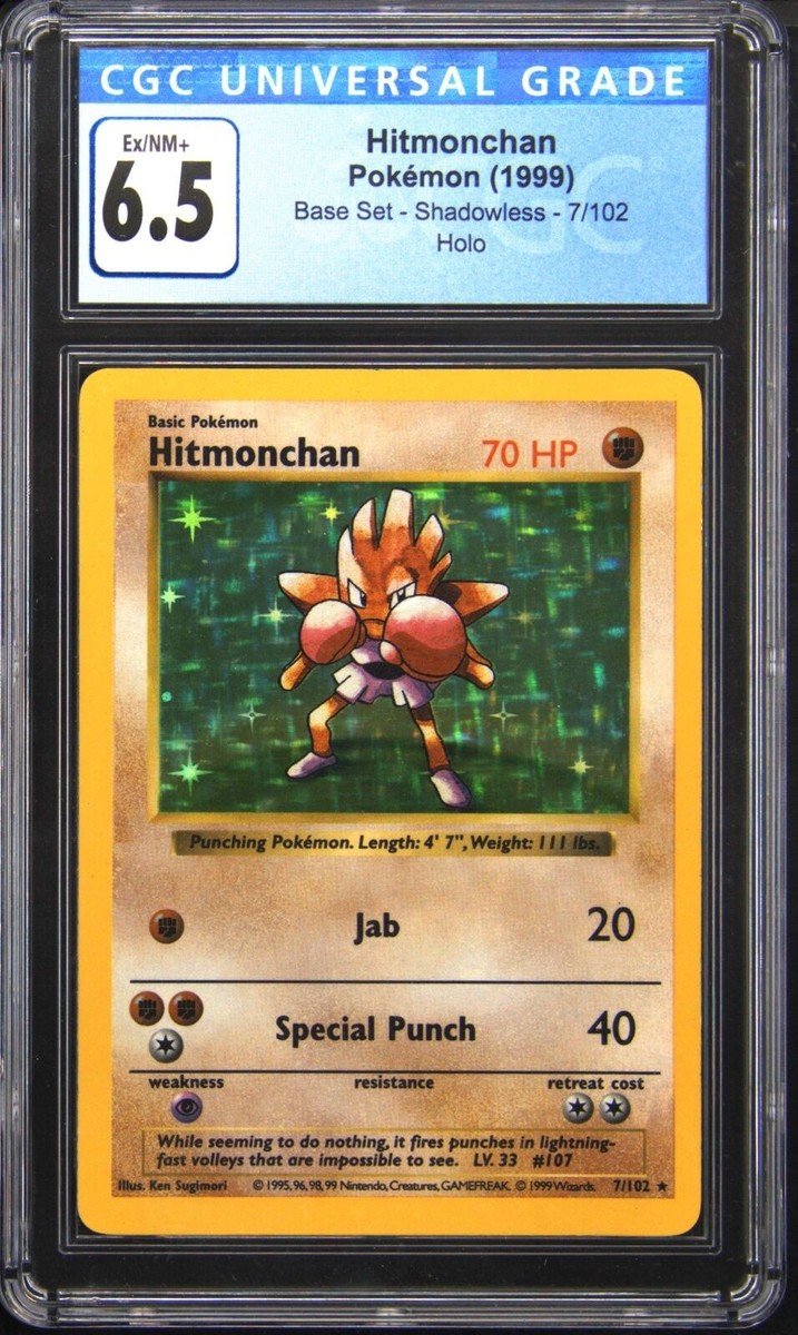 1999 POKEMON BASE SET SHADOWLESS HITMONCHAN CGC 6.5 | eBay