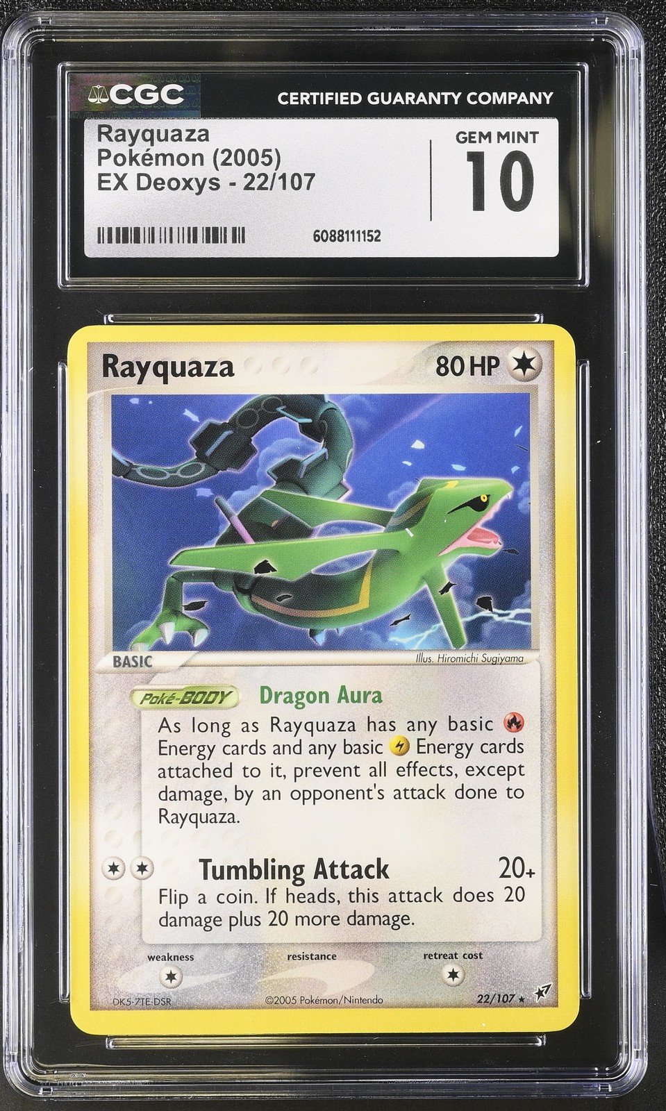 CGC 10 GEM MINT Rayquaza 2005 EX Deoxys 22/107 Pokemon Card